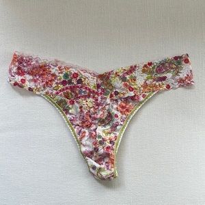 NWOT Signature Lace Low Rise Thong Hanky Panky Pink Floral Print - OS